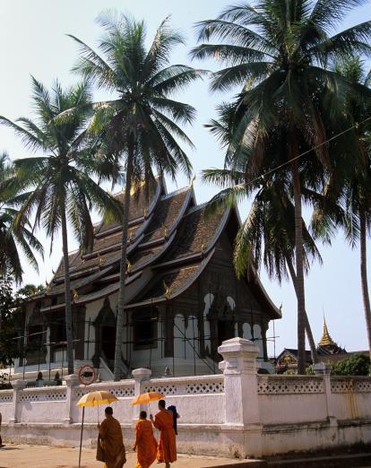 Monks outside temple in Luang Prabang