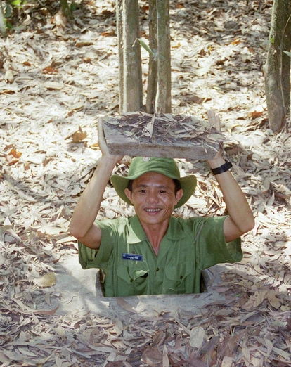 Person in Cu Chi Tunnels