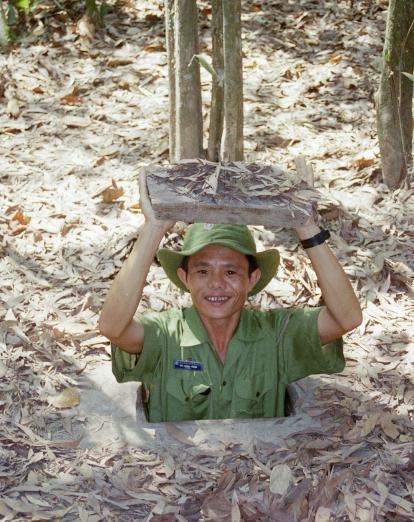 Person in Cu Chi Tunnels