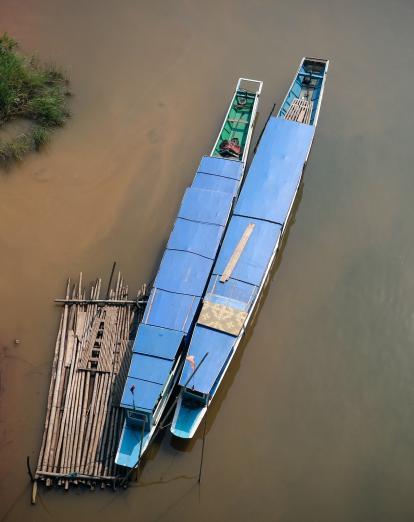 Longtail boats at Nong Khiaw