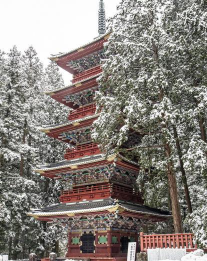 Nikko pagoda in the snow