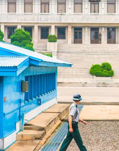 Soldier marching at DMZ