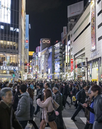 Crowds of people at Shibuya Crossing 