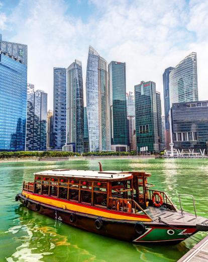 Bum boat at Marina Bay in Singapore's Business District