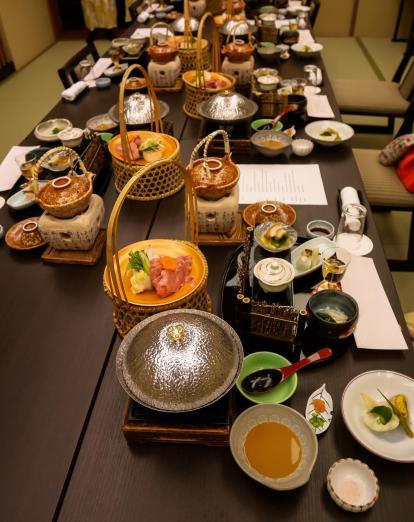 Table of Kaiseki food in Takayama