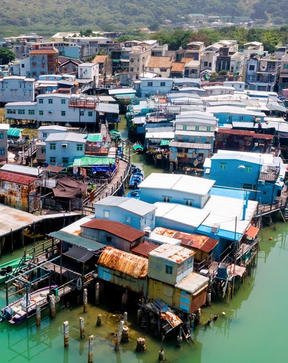 Boats and jetty at Tai O fishing village 