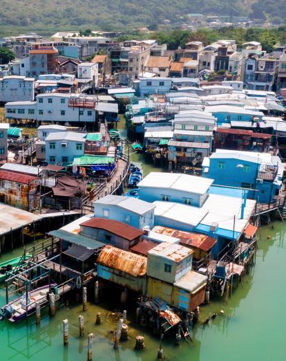 Boats and jetty at Tai O fishing village 