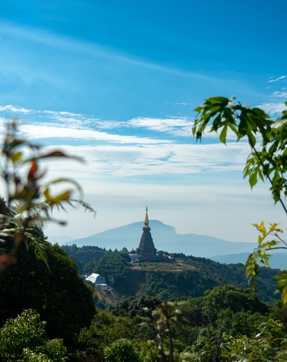 Pagodas on hillside outside Chiang Mai 