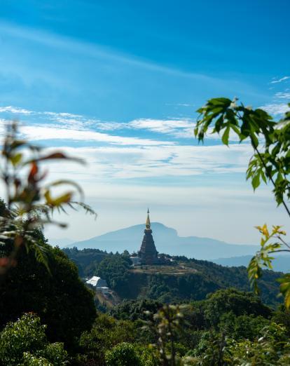 Pagodas on hillside outside Chiang Mai
