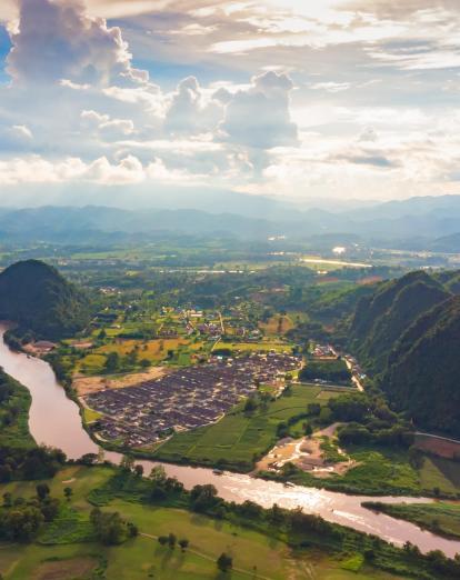 View over countryside of northern Thailand 