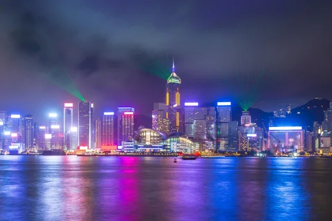 Laser light show at Hong Kong harbour 