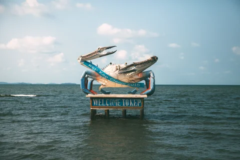Cambodia Kep Crab statue in the sea