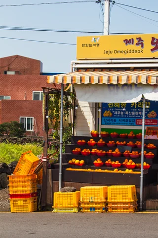 Orange stand in Jeju Island, South Korea