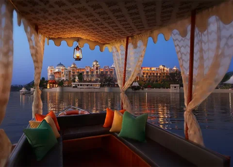 Leela Udaipur Exterior from Lake