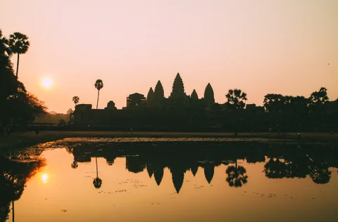 Siem Reap Angkor Wat Cambodia at sunset