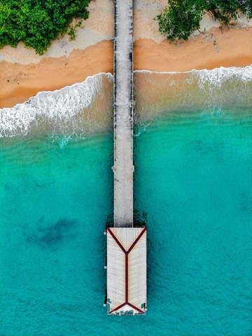 Aerial shot of Pangkor beach in Malaysia