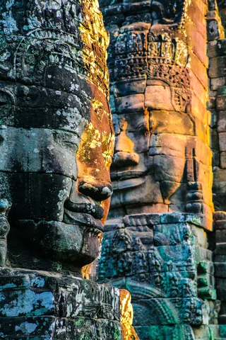 Face carvings in a temple in Angkor Wat