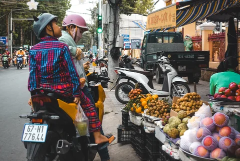 Motorbike at a market