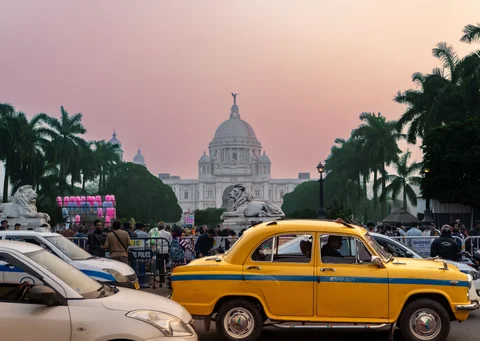 VM Memorial at sunset, Kolkata, India
