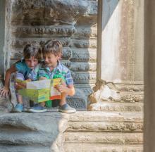 Children doing Angkor Thom Scavenger Hunt