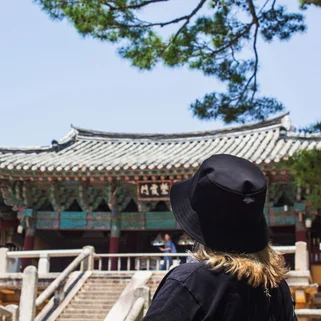 Person looking at Bulguksa temple