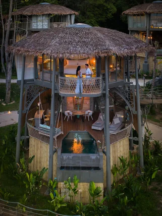 Honeymoon couple in special treehouse accommodation in Koh Yao Noi Thailand
