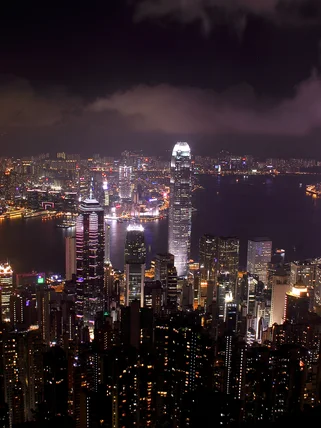Hong Kong best viewpoint of the skyline and city at night