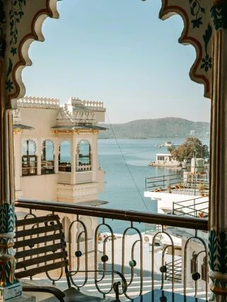 Udaipur view through a traditional window September India
