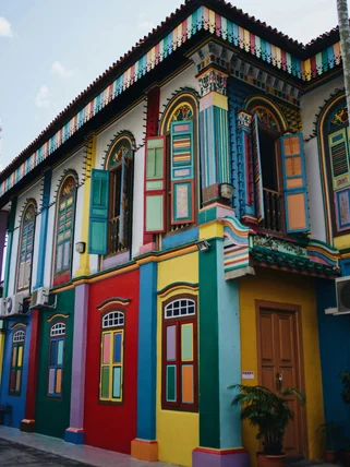 Colourful buildings in Singapore