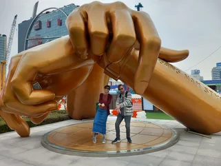 Gangnam hands in Korea on a couples holiday tour