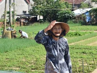 Vietnam local lady smiling friendly in Hoi An Countryside