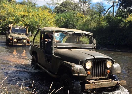 Driving a jeep in Bolaven Plateau