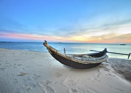 Boat on Nha Trang beach, Vietnam 