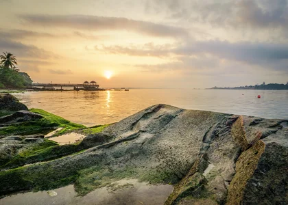 Sunset over jetty on Pulau Ubin island