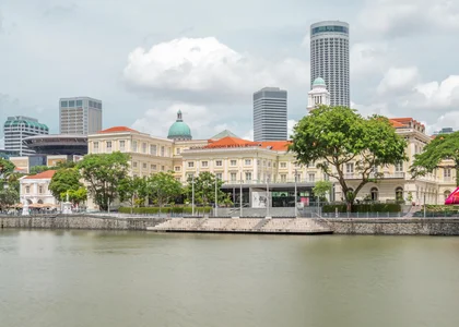 Colonial buildings along the riverside in Singapore 