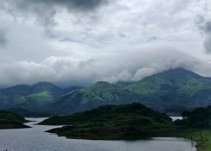 Views of mountains over water Banasura