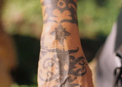 Tattoo of the Iban tribe in Batang Ai, Borneo at a longhouse stay