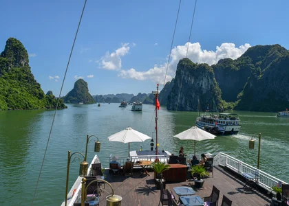 Cruising into Ha Long Bay in Vietnam 