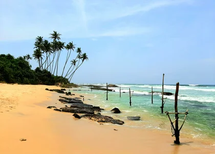 Fishing stilts, Ahangama, Sri Lanka
