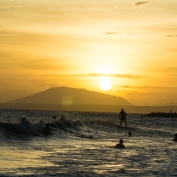 Surfing at sunset in Mui Ne