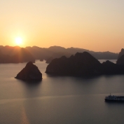 Sunset over Halong Bay