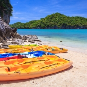 Kayaks on the beach at Ang Thong Marine Park