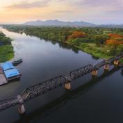Aerial view of the bridge over the River Kwai
