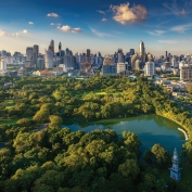 Aerial view of Lumpini Park in Bangkok, Thailand