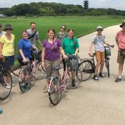 Group cycling tour through rice fields of Hida, Takayama