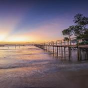 Sunset over jetty at Bintan Island