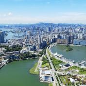 Aerial view of Macau cityscape