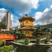 Golden pavilion in Nan Lian Garden in Hong Kong