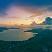 Aerial view of Ko Yao Noi island at sunset