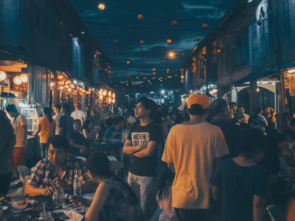 Eating street food in Kuching